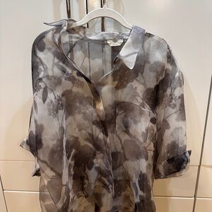 Fendi Sheer Floral Blouse - Gray and Black
